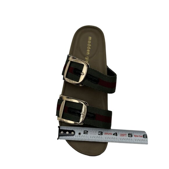 Madden Girl Womens Size 6/7 Strap Buckle Slides Leopard Print Green Red Strap - Picture 11 of 11